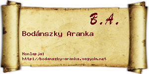 Bodánszky Aranka névjegykártya